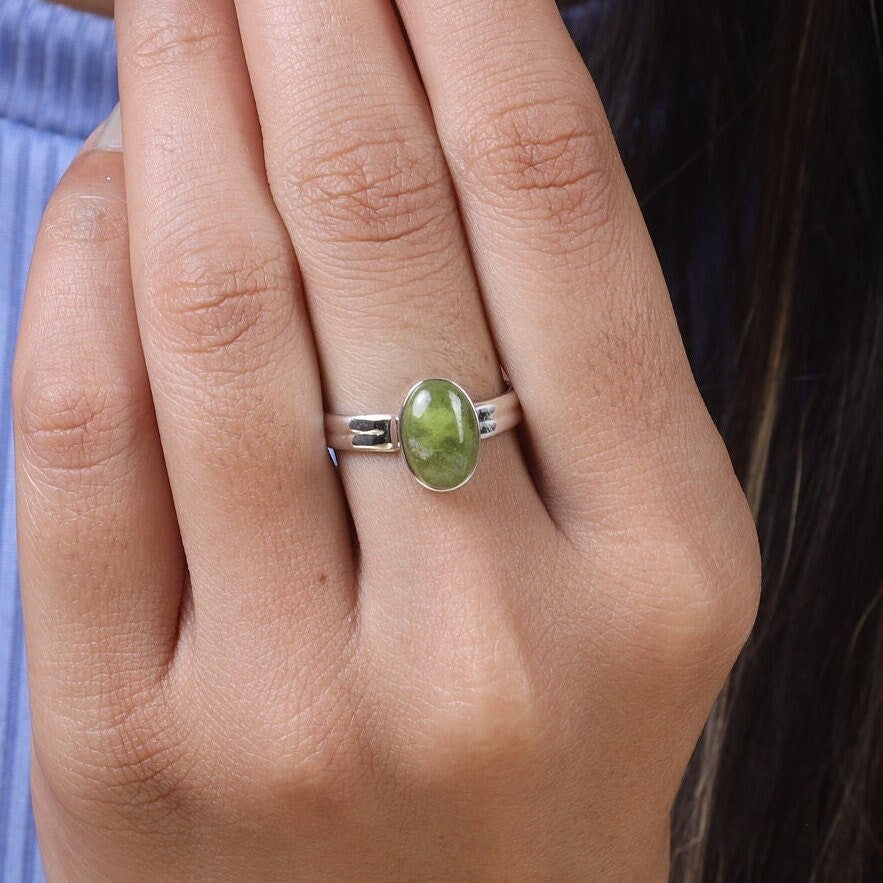 Prehnite Sterling Silver Ring