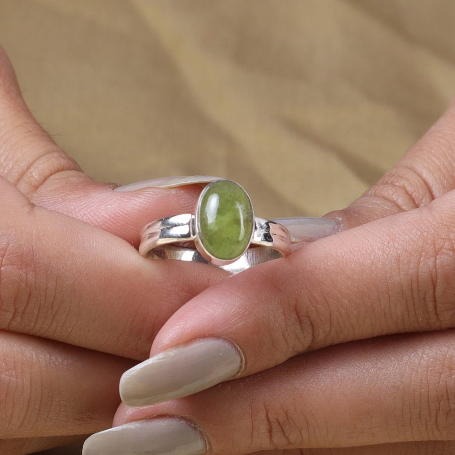 Prehnite Sterling Silver Ring