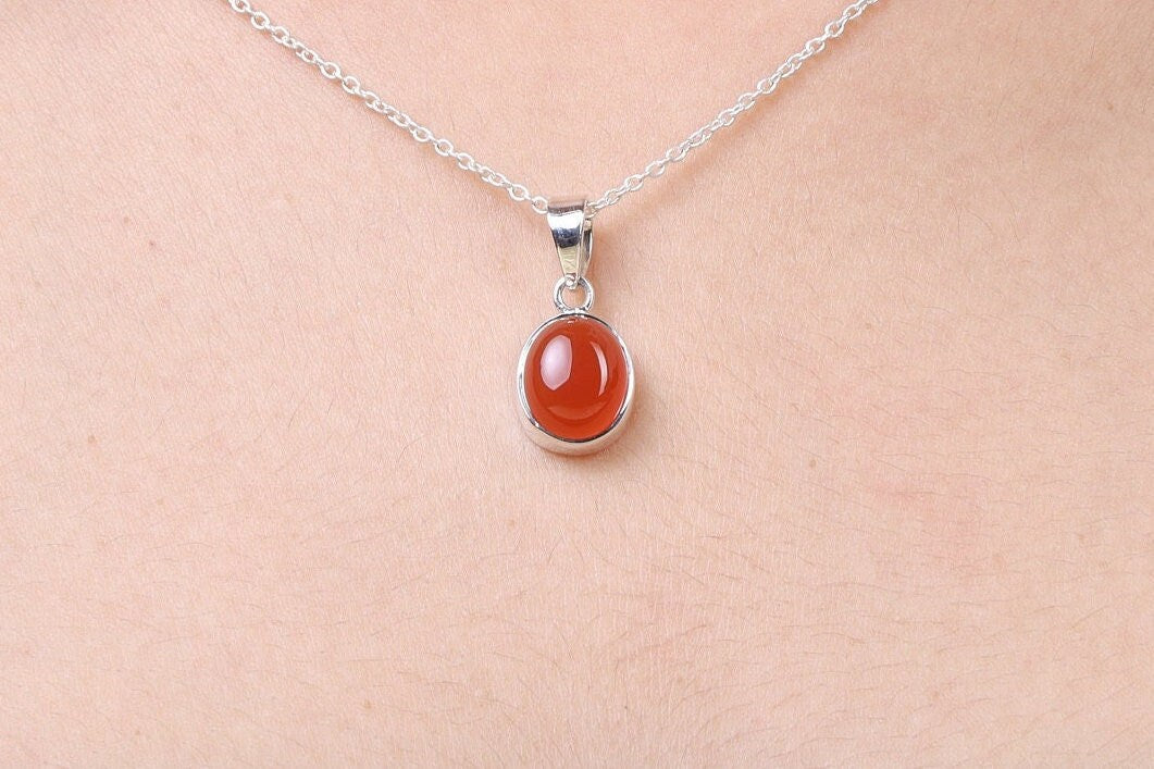 Carnelian Sterling Silver Pendant