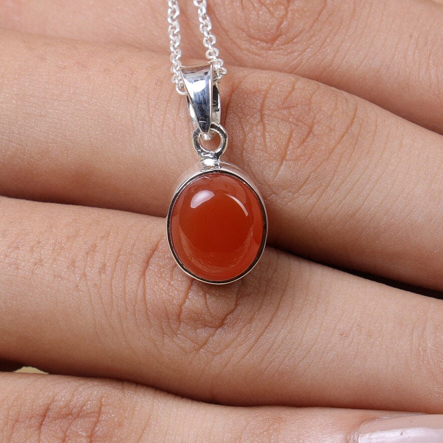 Carnelian Sterling Silver Pendant