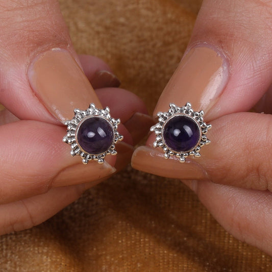 Amethyst Sterling Silver Stud Earrings