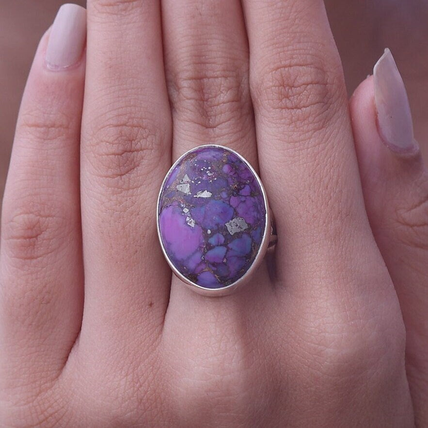 Purple Copper Turquoise Sterling Silver Ring