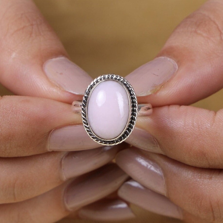 Pink Opal Sterling Silver Ring