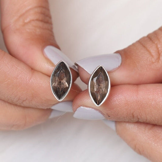 Smoky Topaz Sterling Silver Stud Earrings