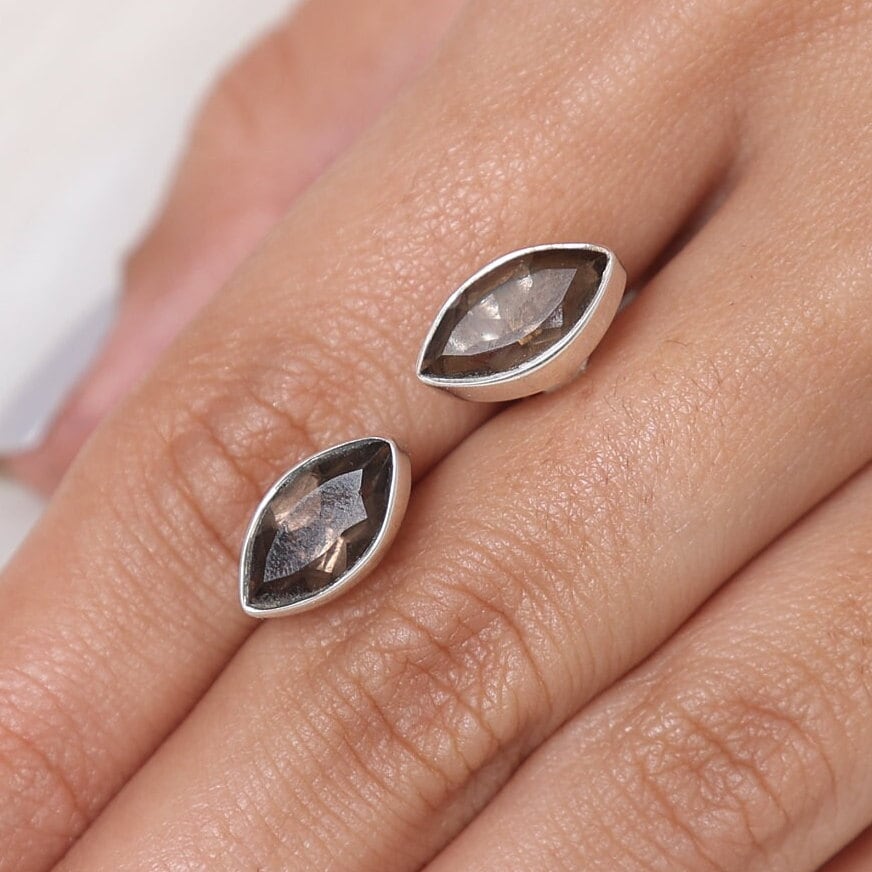 Smoky Topaz Sterling Silver Stud Earrings