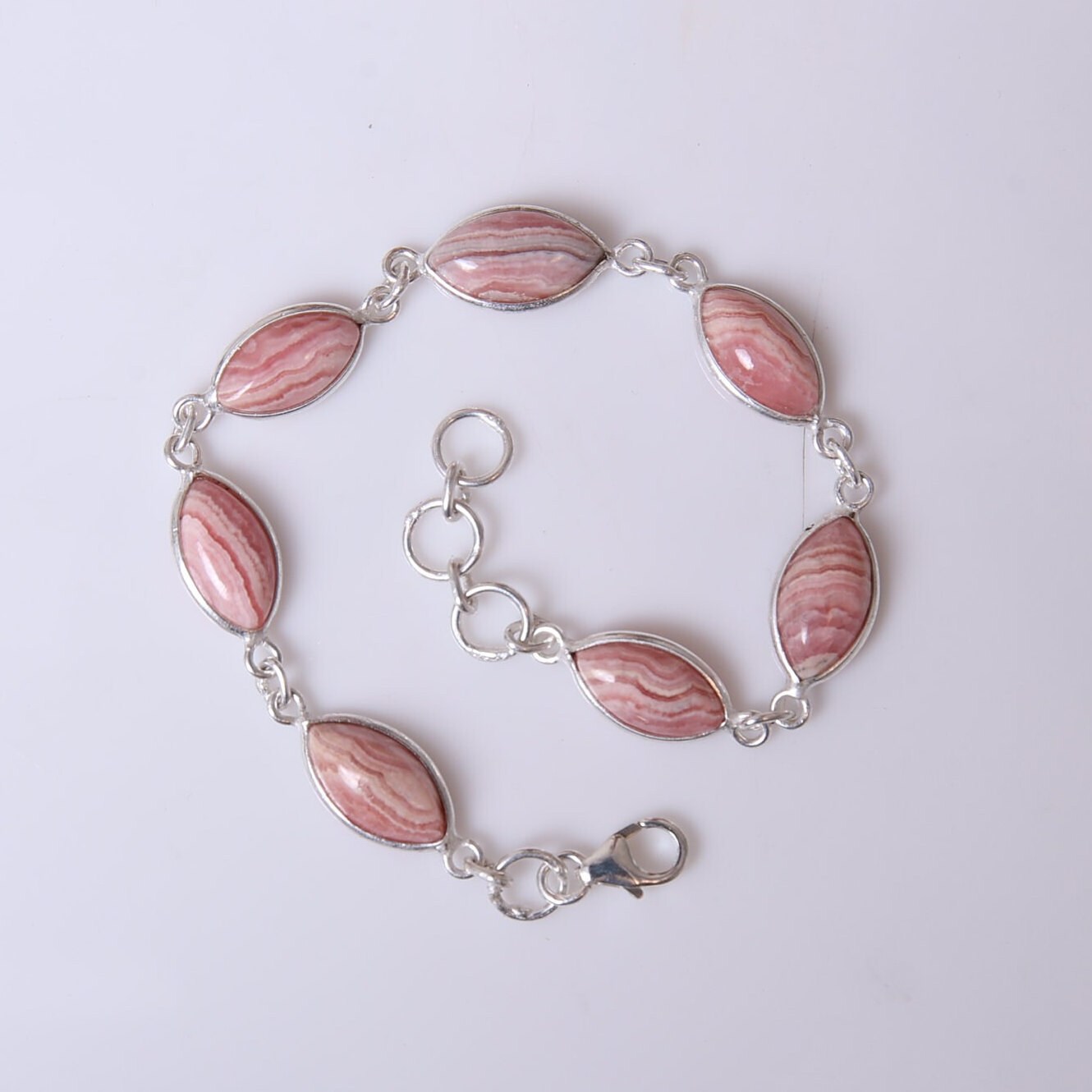 Rhodochrosite Sterling Silver Bracelet