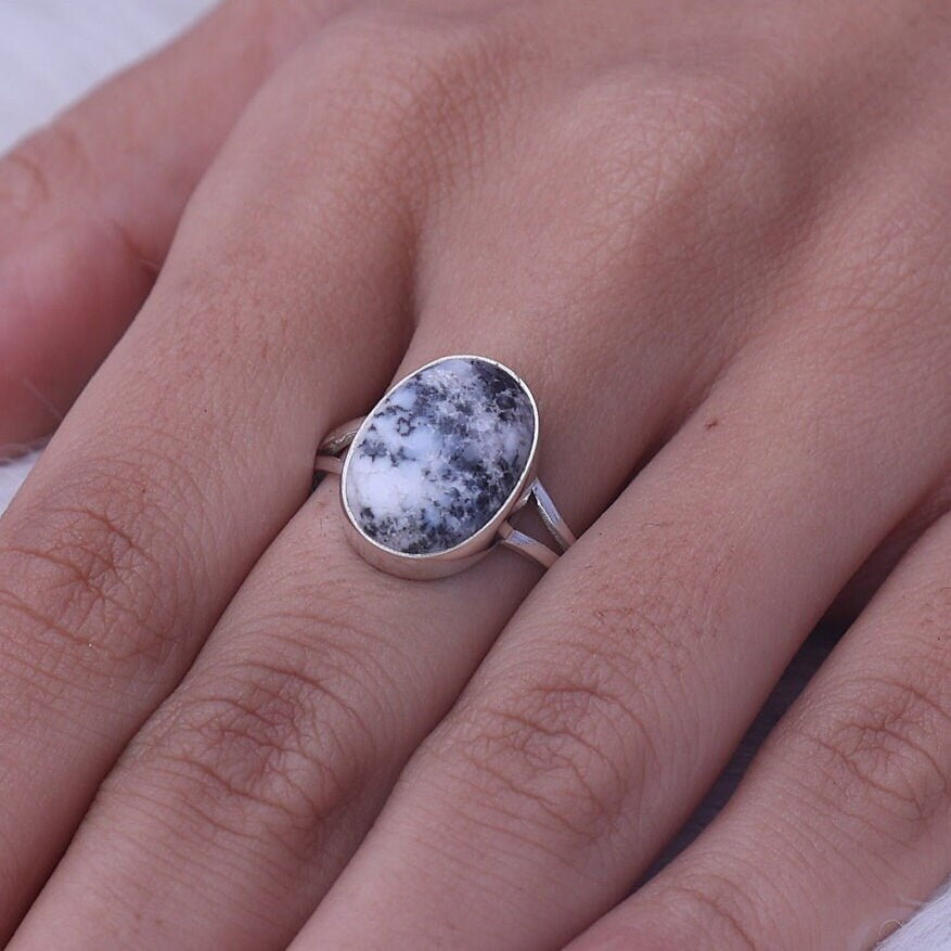 Dendrite Opal Sterling Silver Ring