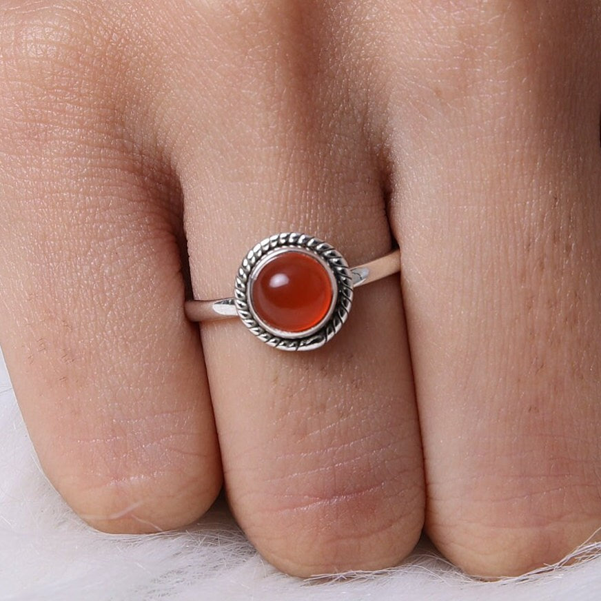 Carnelian Sterling Silver Ring