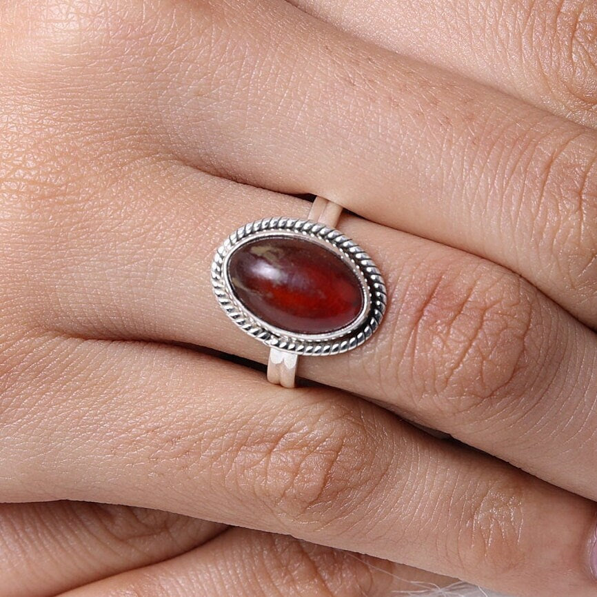 Amber Sterling Silver Ring