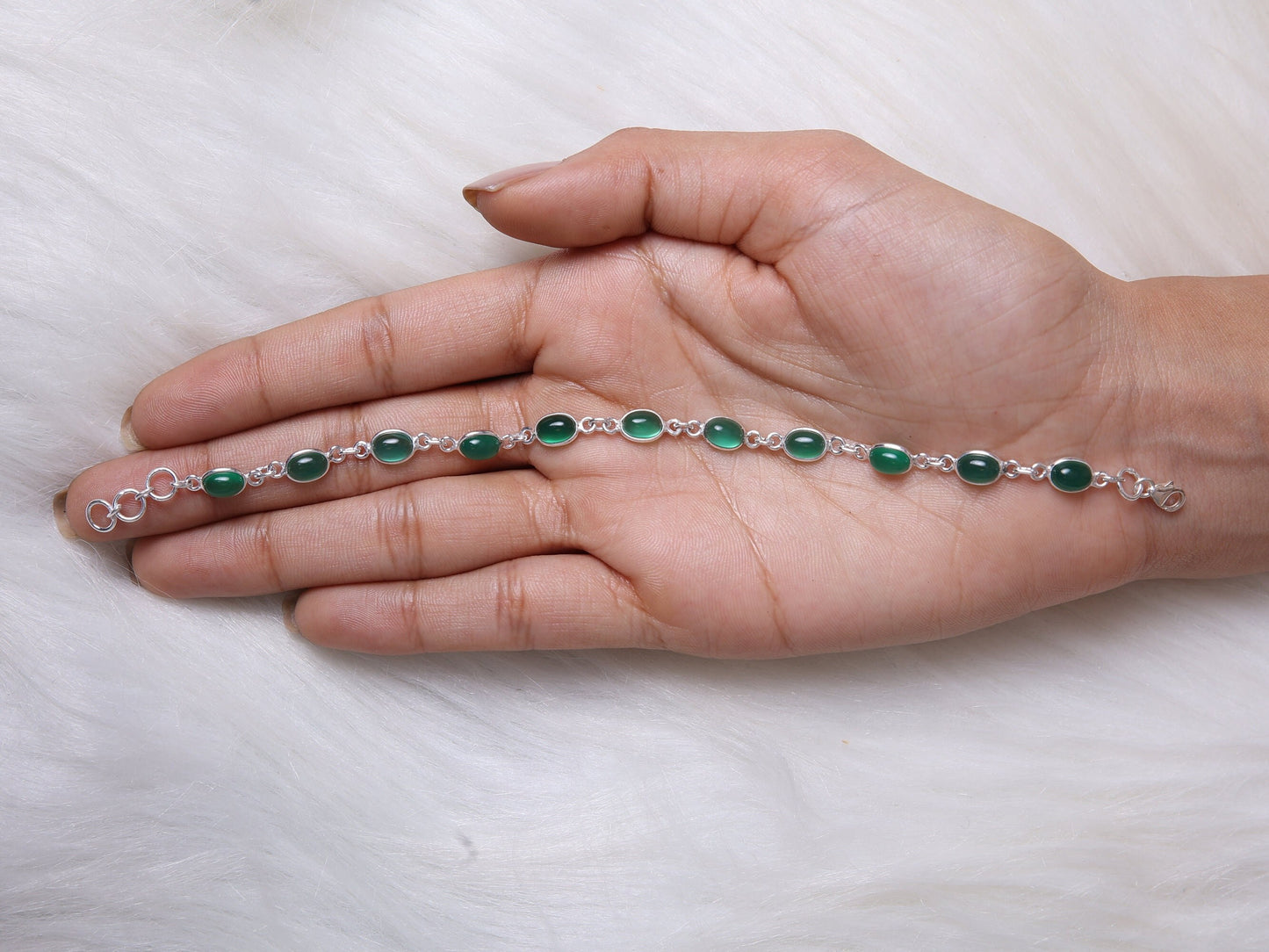 Green Onyx Sterling Silver Bracelet