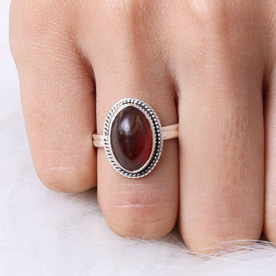 Amber Sterling Silver Ring