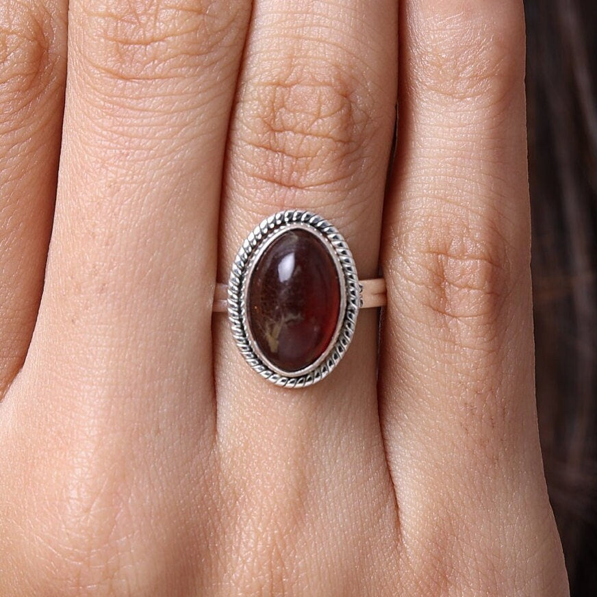 Amber Sterling Silver Ring