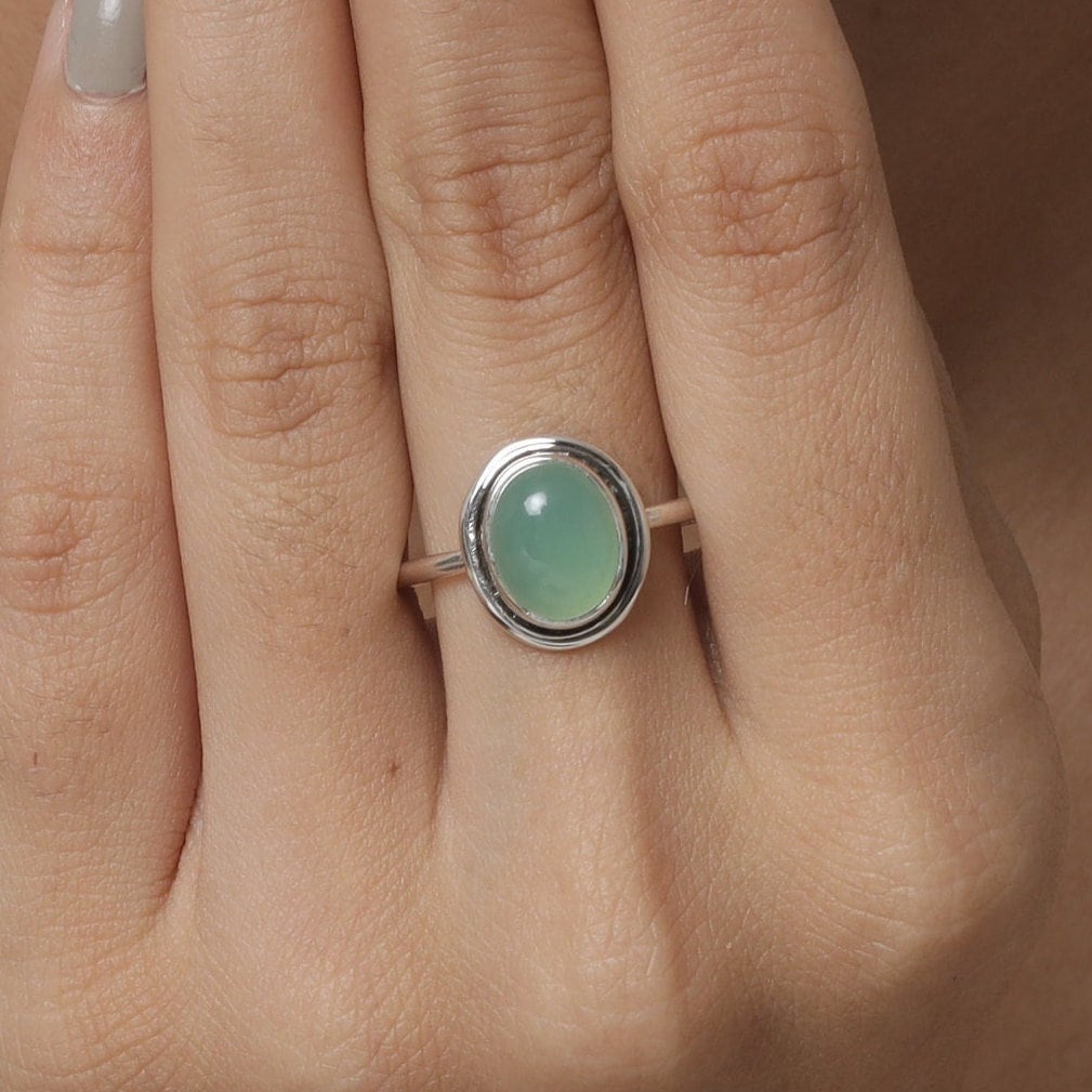 Chrysoprase Sterling Silver Ring