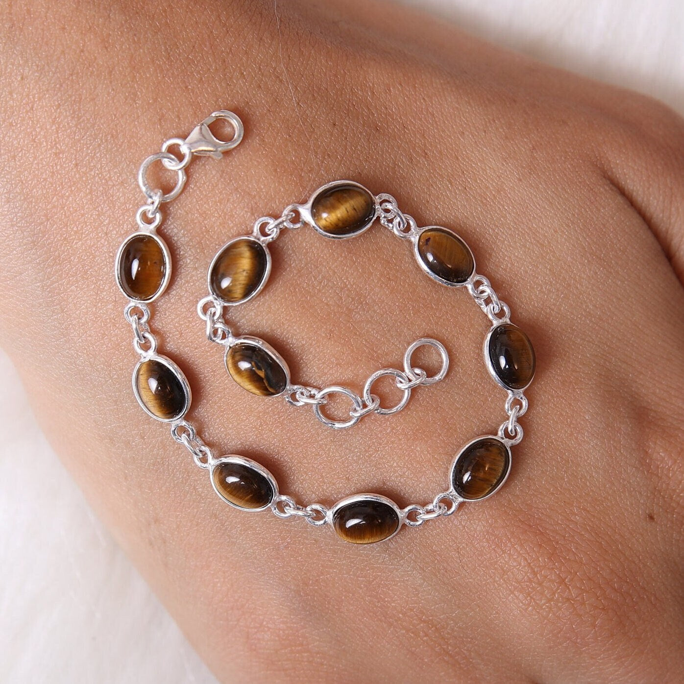 Tiger Eye Sterling Silver Bracelet