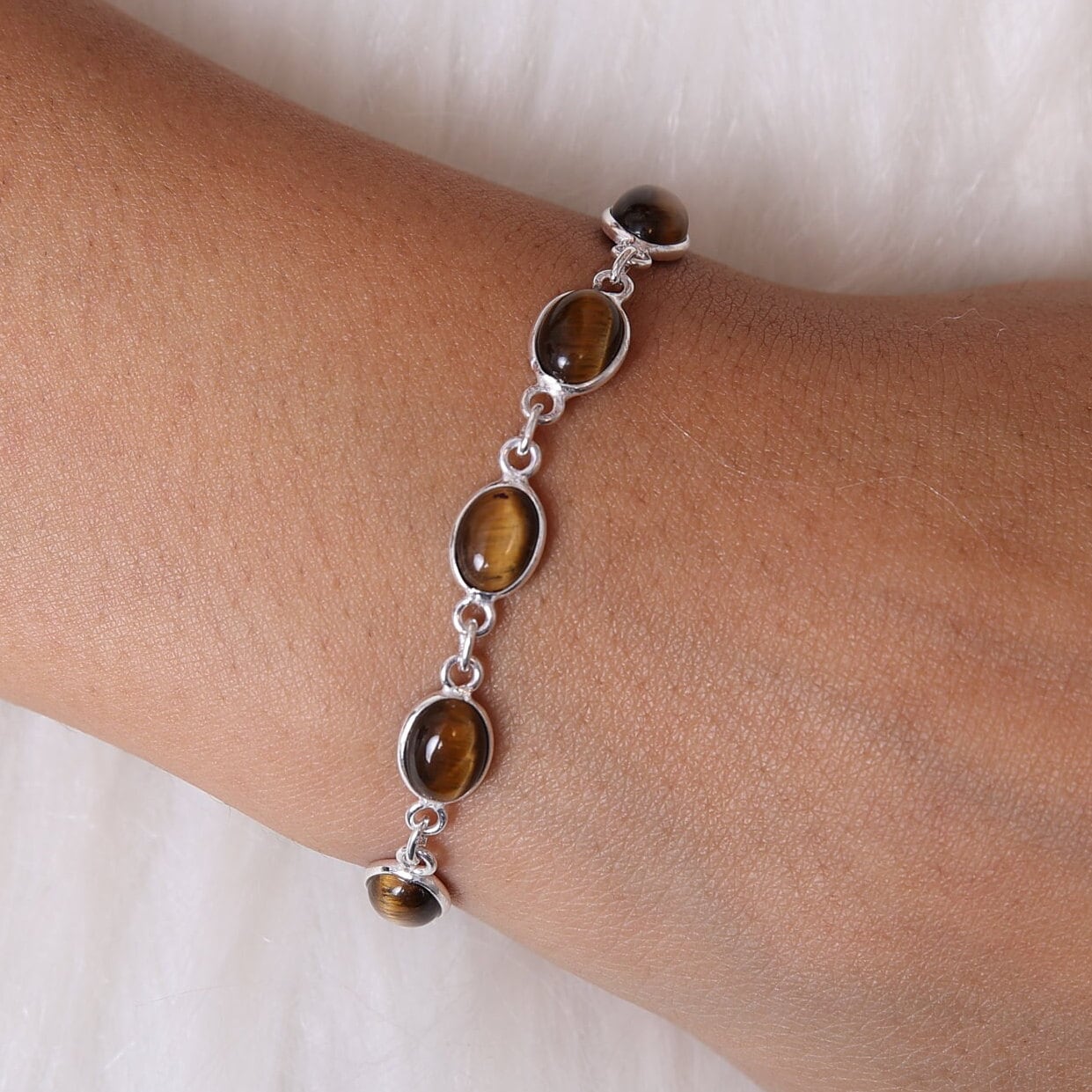 Tiger Eye Sterling Silver Bracelet