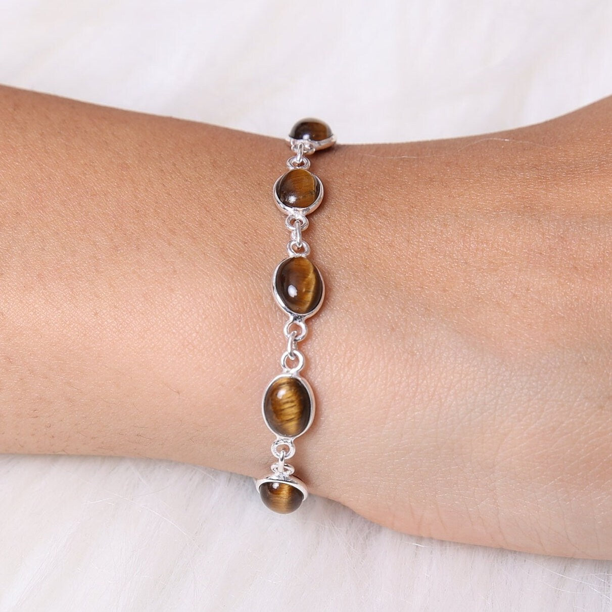 Tiger Eye Sterling Silver Bracelet