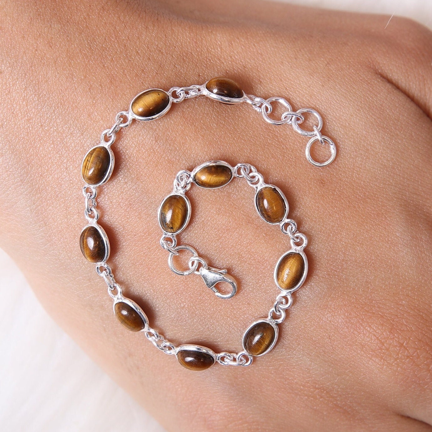 Tiger Eye Sterling Silver Bracelet