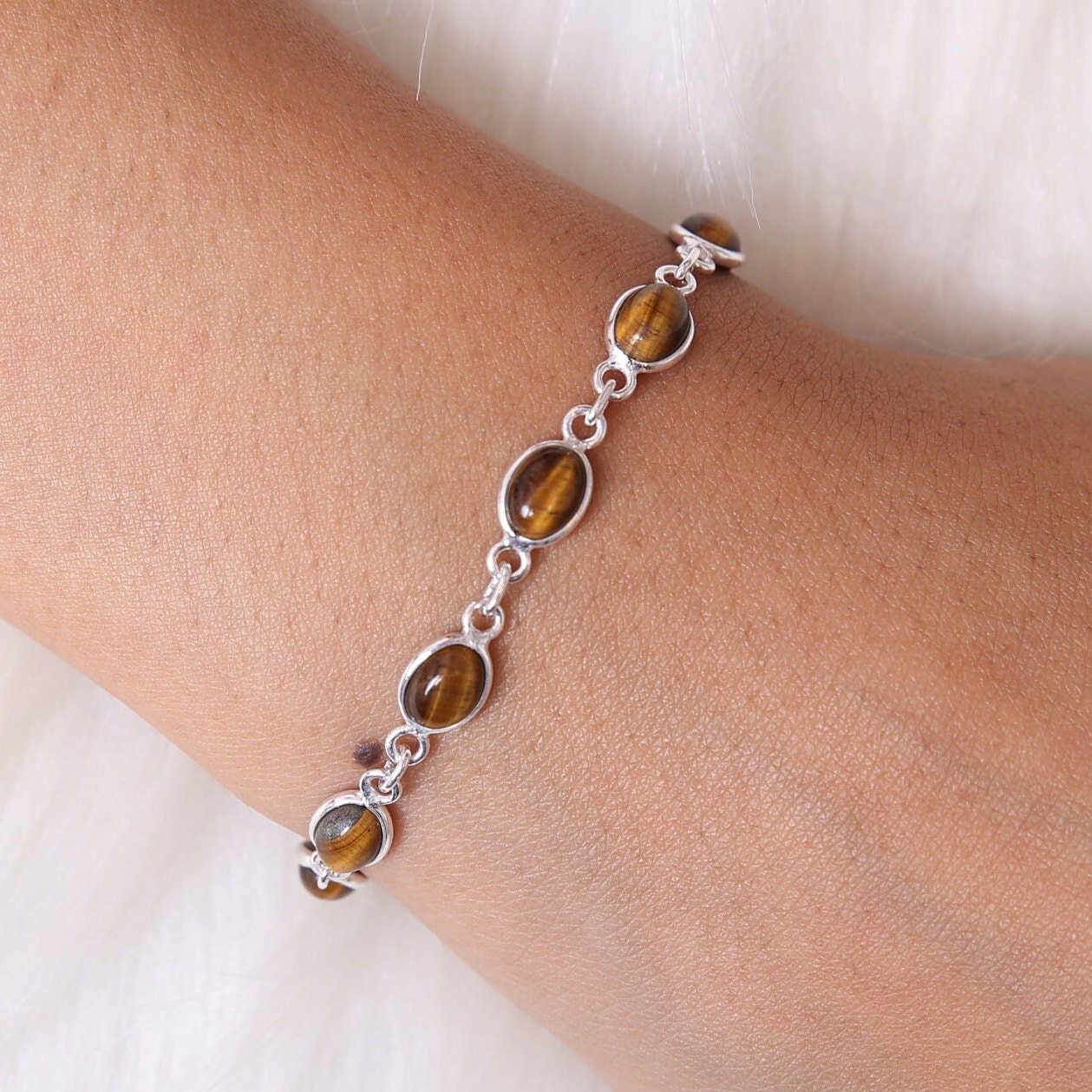 Tiger Eye Sterling Silver Bracelet