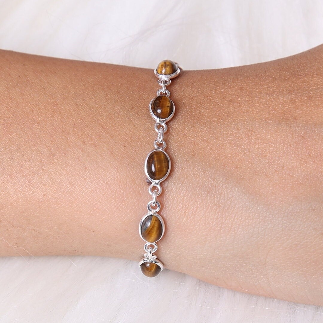 Tiger Eye Sterling Silver Bracelet