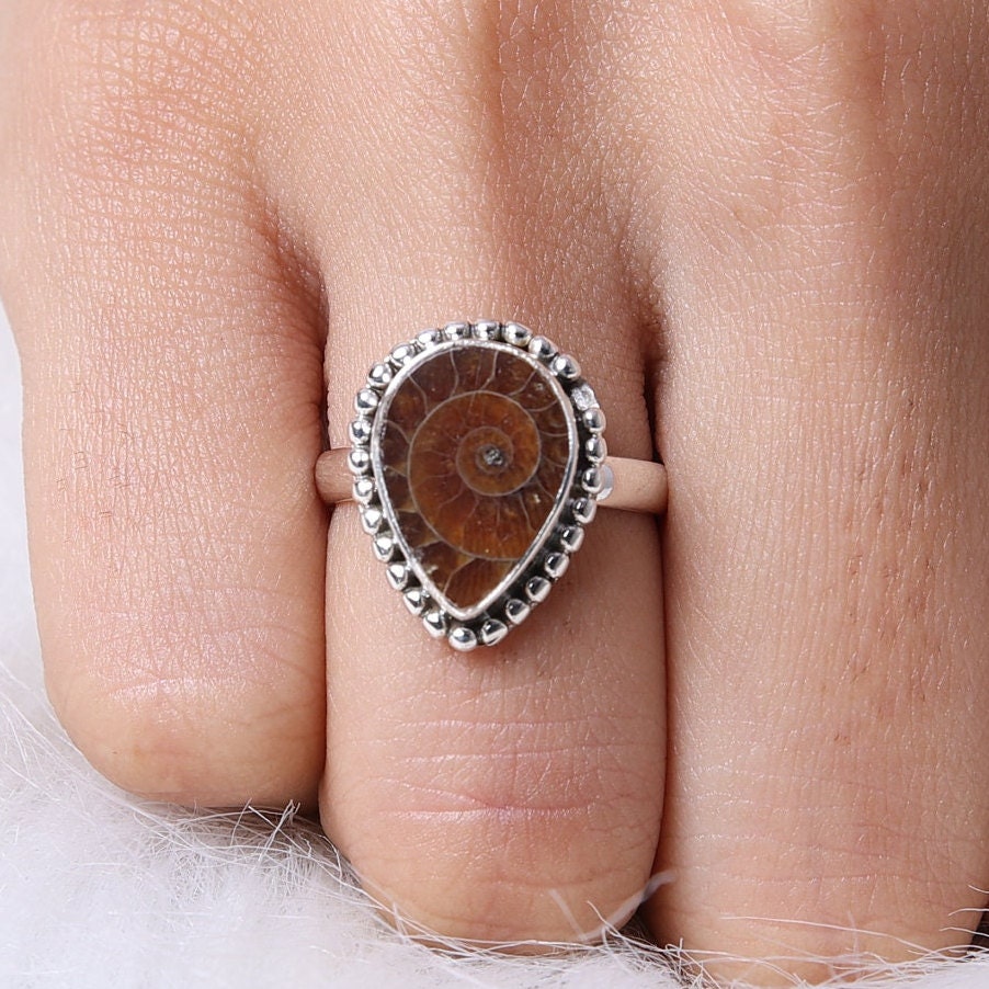 Ammonite Sterling Silver Ring