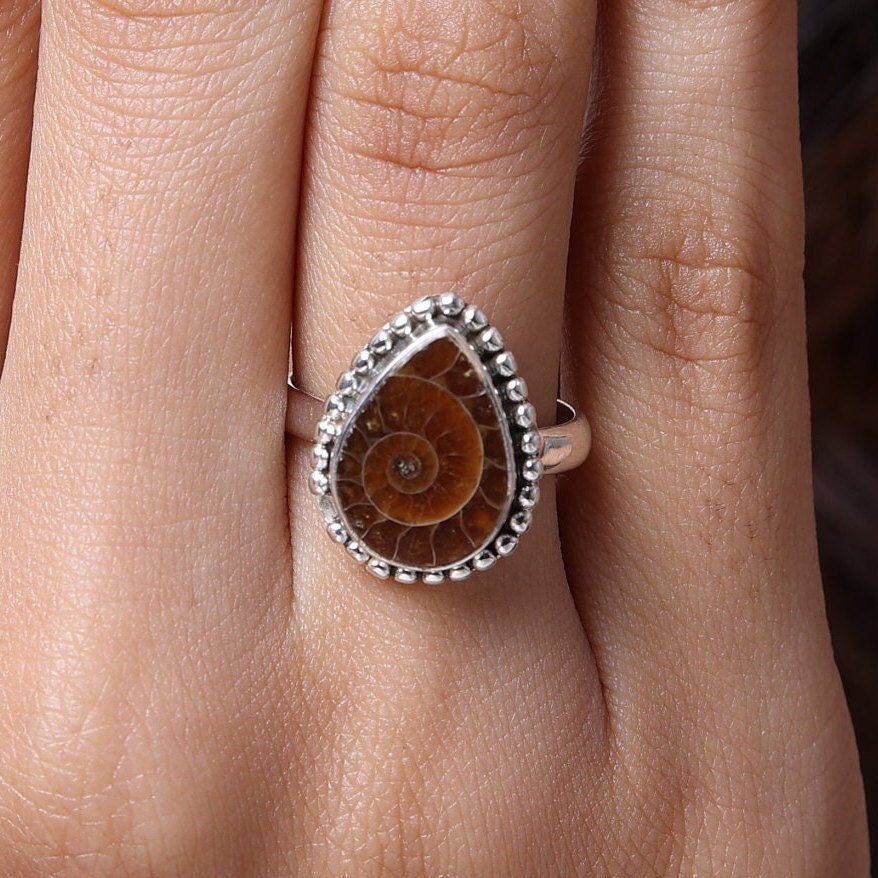 Ammonite Sterling Silver Ring