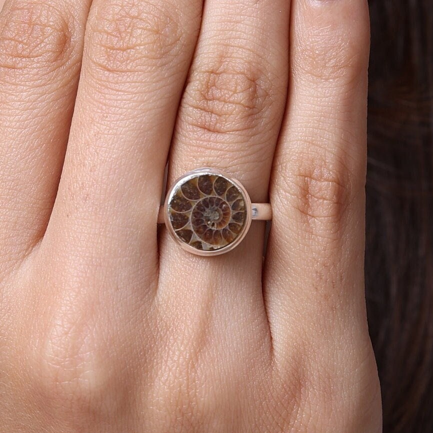 Ammonite Sterling Silver Ring