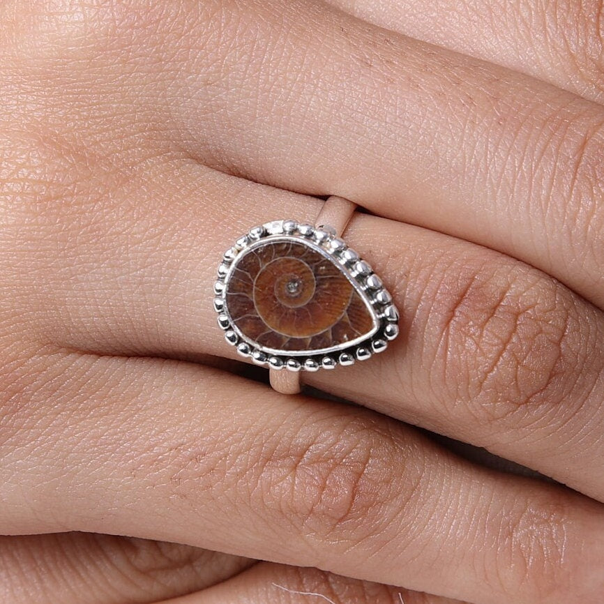 Ammonite Sterling Silver Ring