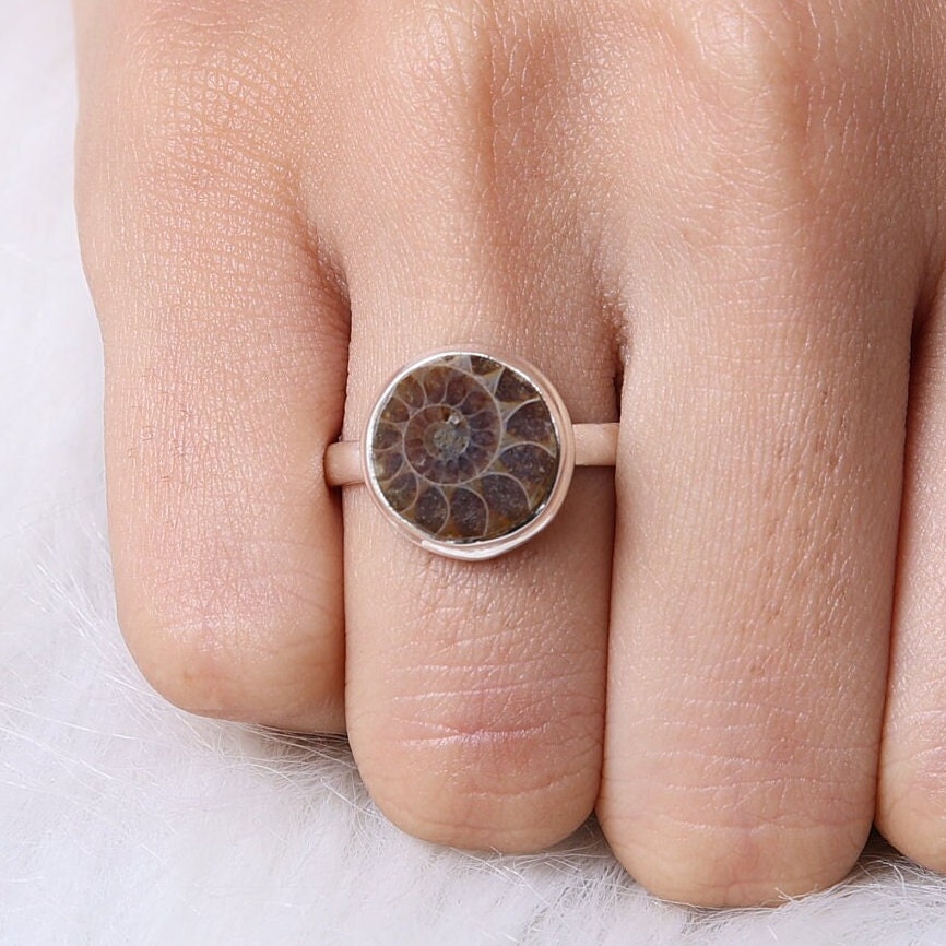 Ammonite Sterling Silver Ring