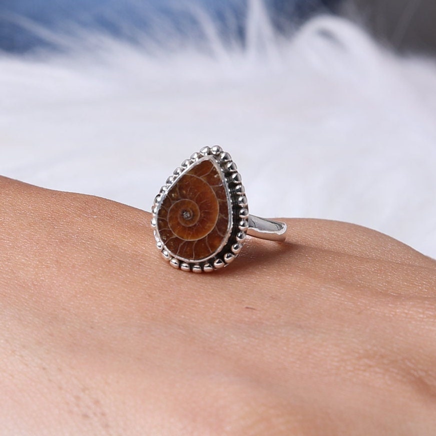 Ammonite Sterling Silver Ring