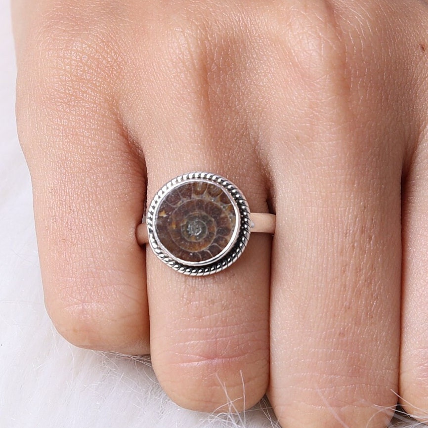 Ammonite Sterling Silver Ring