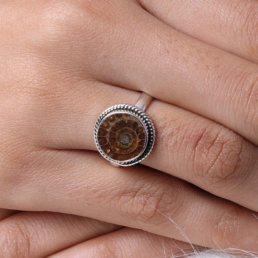 Ammonite Sterling Silver Ring