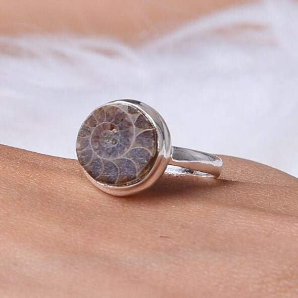 Ammonite Sterling Silver Ring