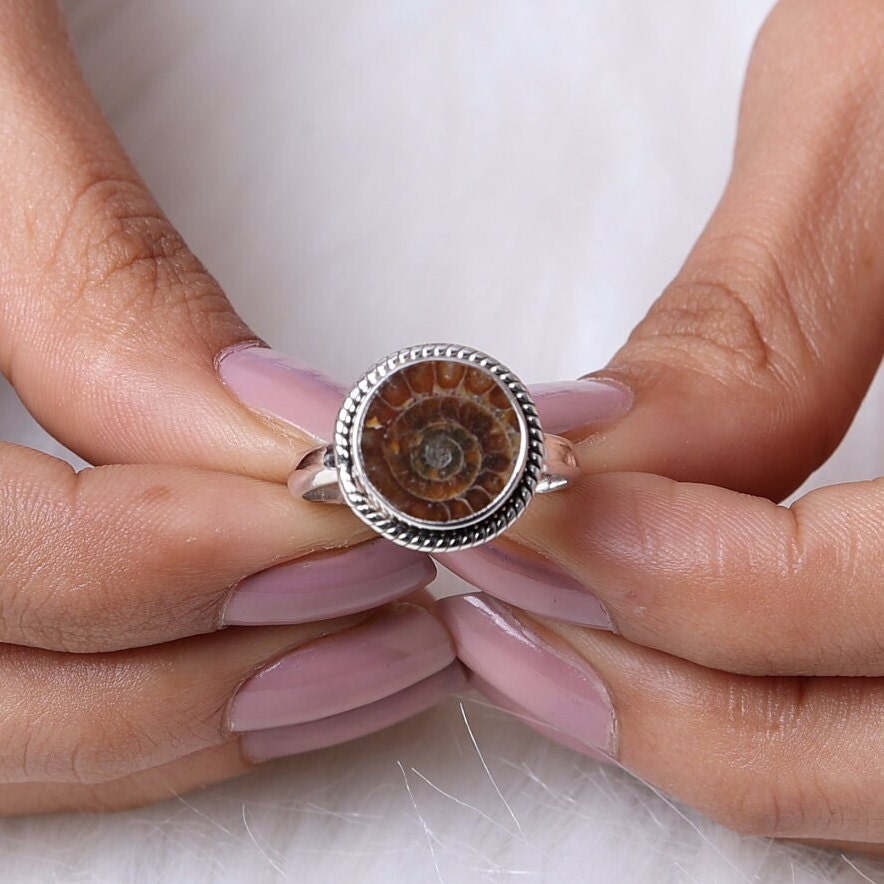 Ammonite Sterling Silver Ring