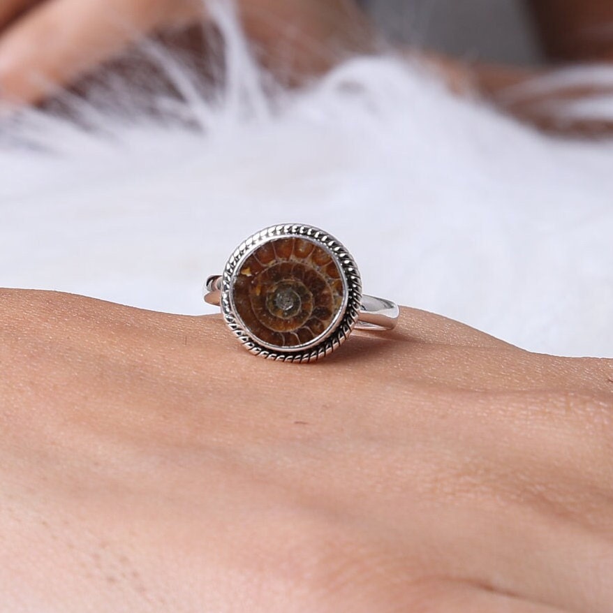 Ammonite Sterling Silver Ring