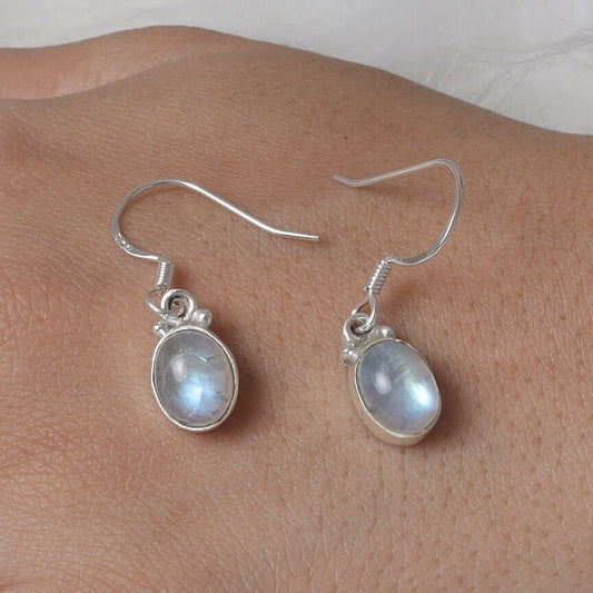 Rainbow Moonstone Sterling Silver Earrings