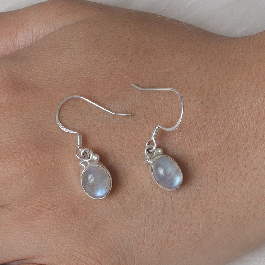 Rainbow Moonstone Sterling Silver Earrings