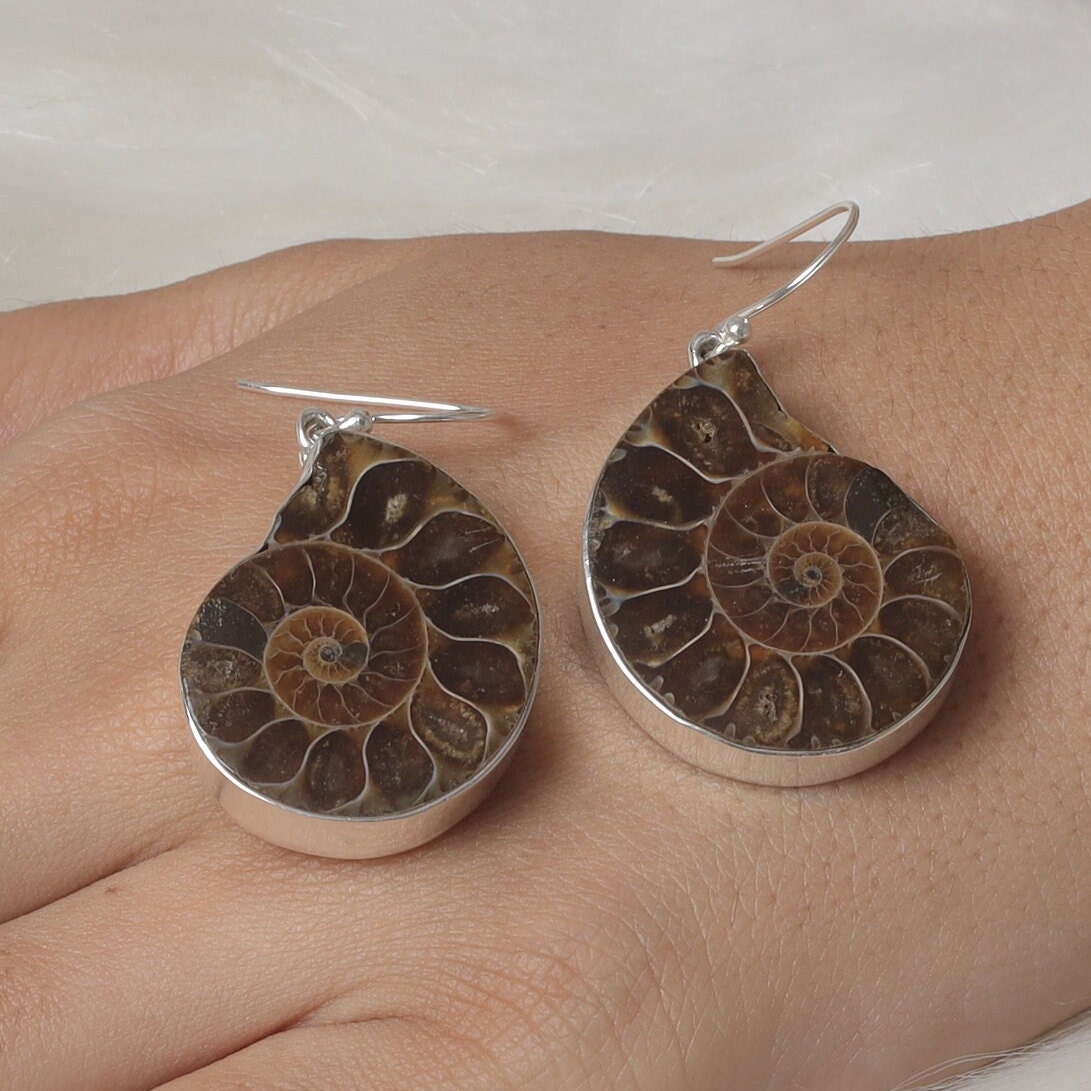 Ammonite Sterling Silver Earrings