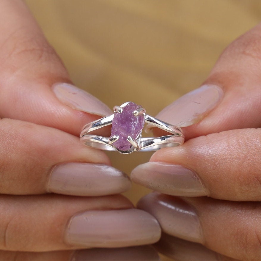 Raw Amethyst Sterling Silver Ring