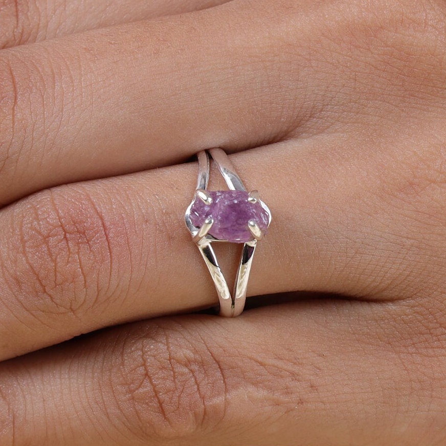 Raw Amethyst Sterling Silver Ring