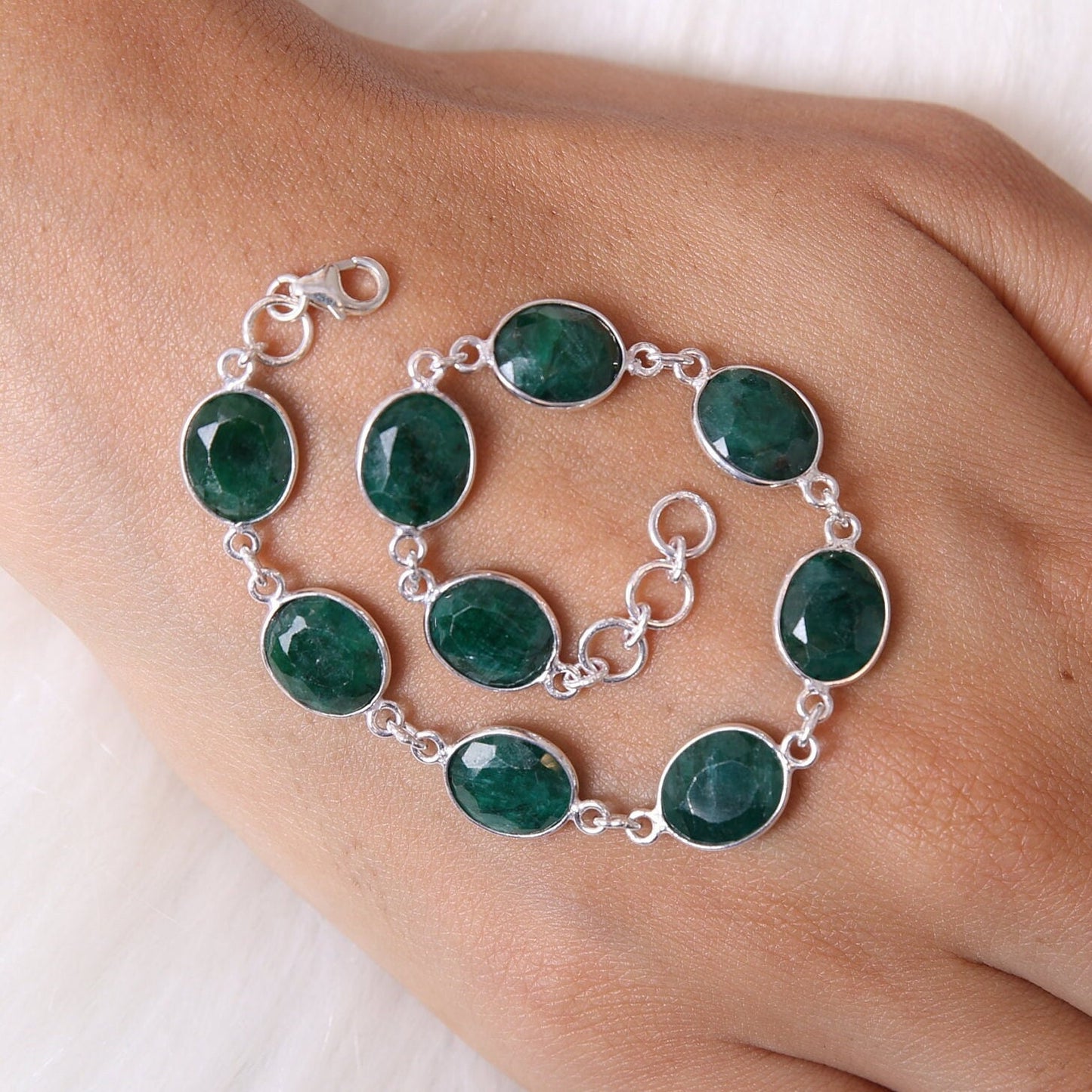 Emerald Sterling Silver Bracelet