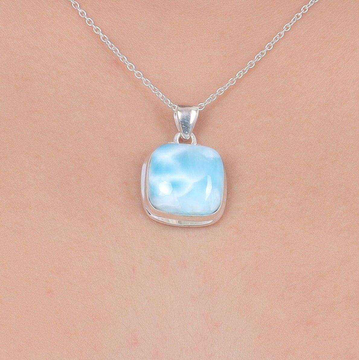 Dominican Larimar Sterling Silver Pendant