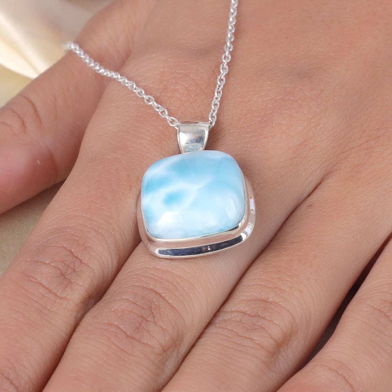 Dominican Larimar Sterling Silver Pendant