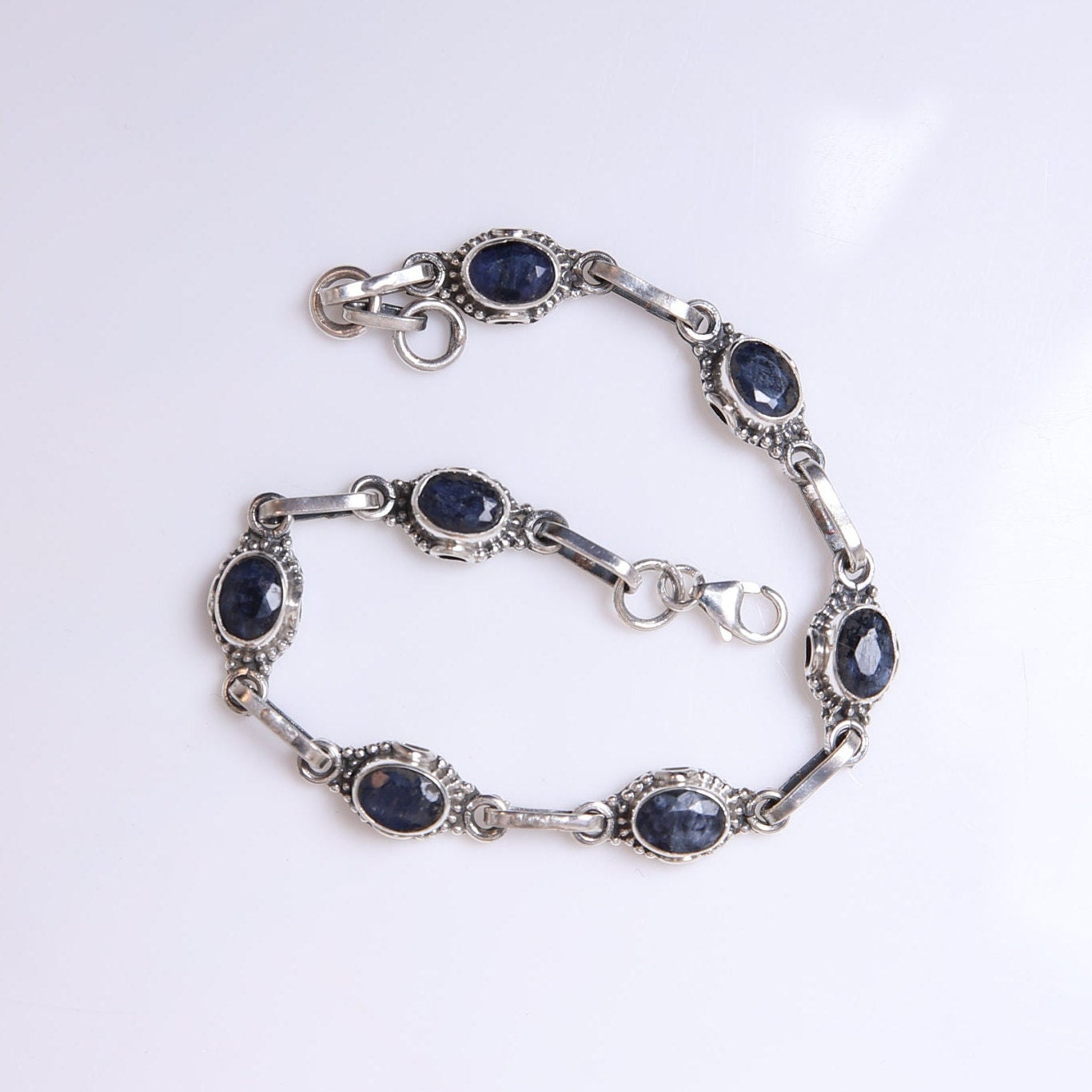 Blue Sapphire Sterling Silver Bracelet