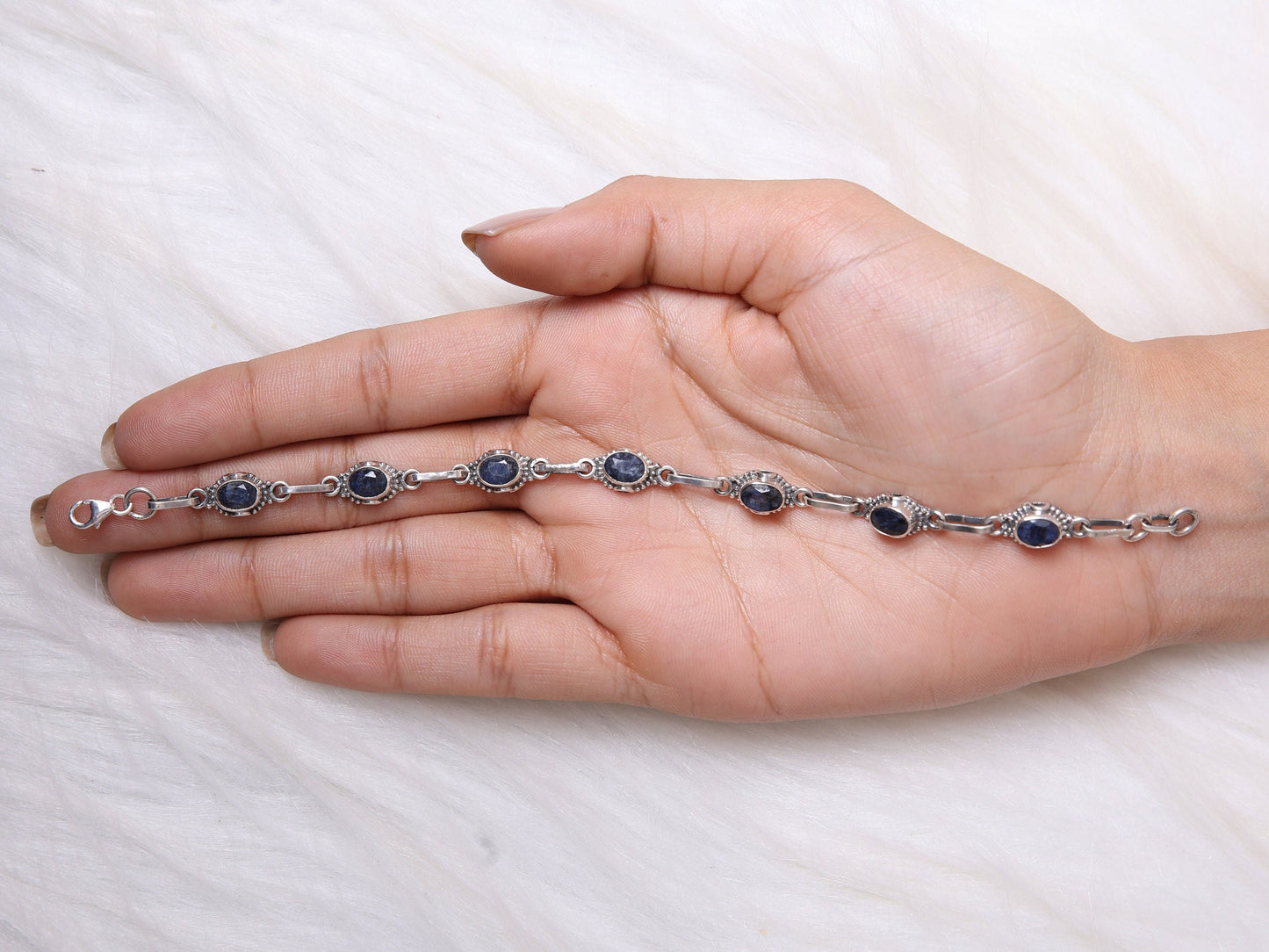 Blue Sapphire Sterling Silver Bracelet