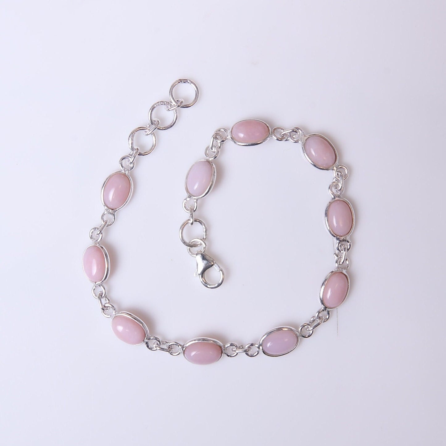 Pink Opal Sterling Silver Bracelet