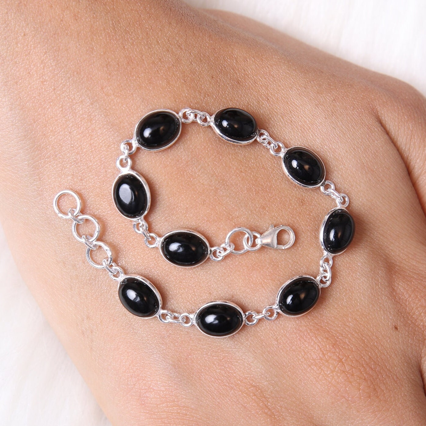 Black Onyx Sterling Silver Bracelet