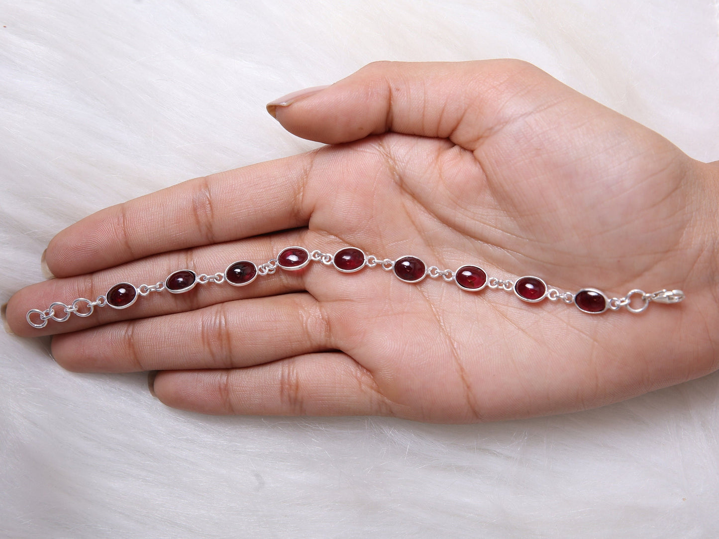 Garnet Sterling Silver Bracelet