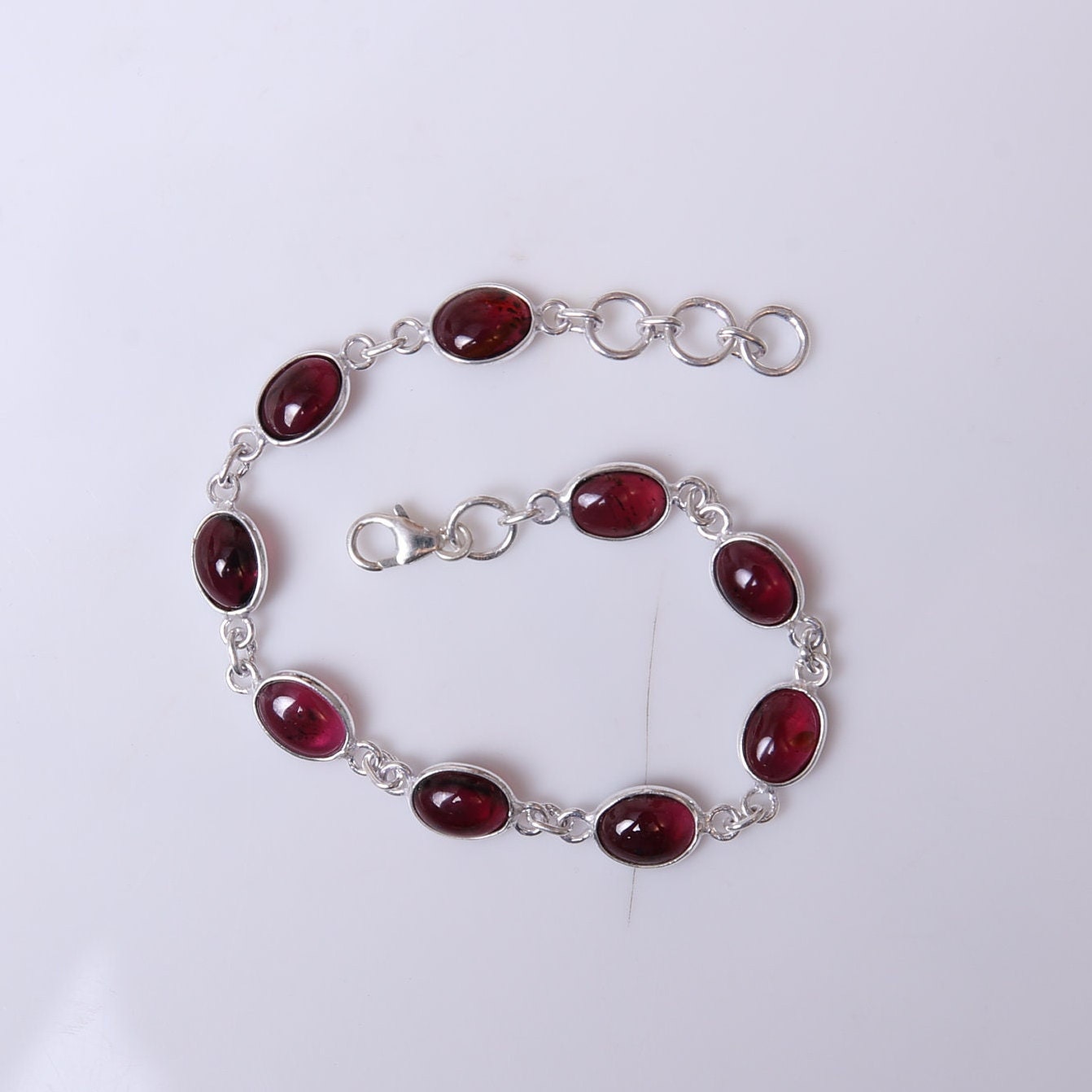 Garnet Sterling Silver Bracelet