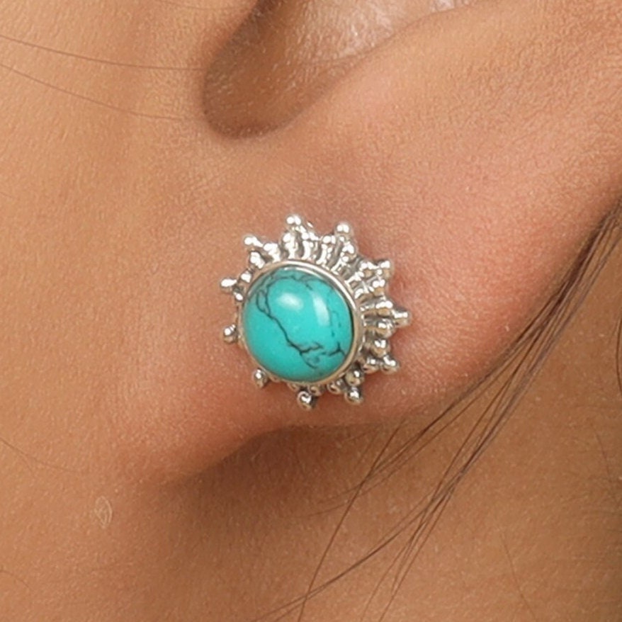 Turquoise Sterling Silver Stud Earrings