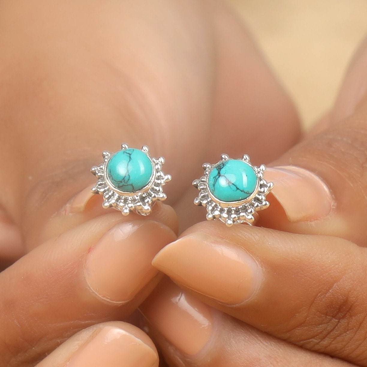 Turquoise Sterling Silver Stud Earrings